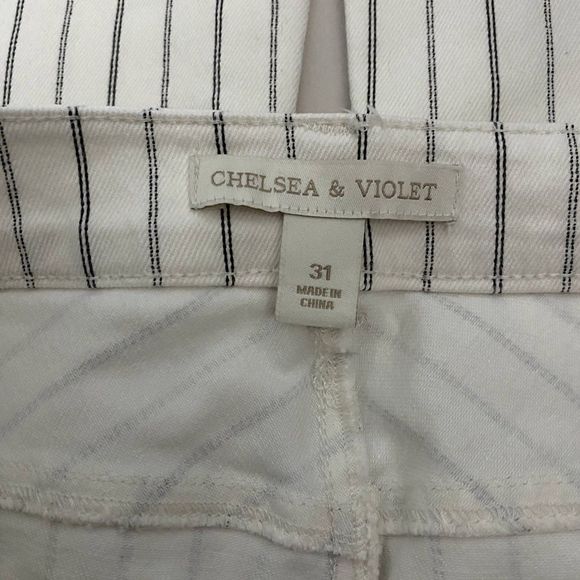 Chelsea & Violet Flare Leg Bell Bottom Jeans White Striped Size 31 Waist - Picture 7 of 9